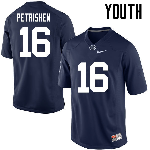 NCAA Nike Youth Penn State Nittany Lions Johnny Petrishen #16 College Football Authentic Navy Stitched Jersey LDJ8498PS